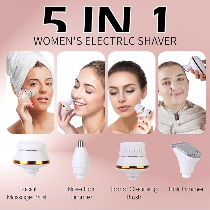 Electric Razors for Women, 7in 1 Painless Rechargeable Dusk Shaver Womens, Women's Shavers Everything, Lady Leg/Bikini/Face Hair Removal Products, Female Wet Dry Shaving Machine