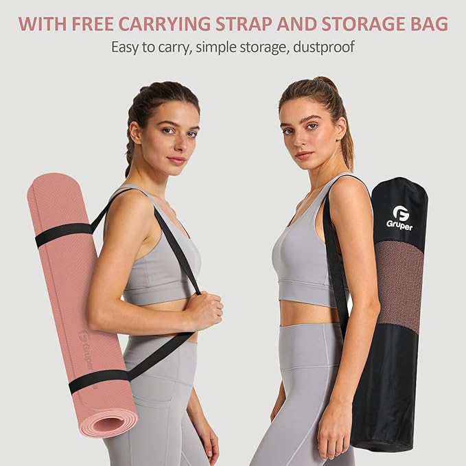 Yoga Mat Non Slip, 72"L x 24"W x 0.24"/0.32"TH, Anti-Tear Exercise Mat with Carrying Strap and Bag, Pro TPE Yoga Mats for Women, Workout Mats for Home, Pilates and Floor Exercises