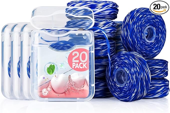 Woven Dental Floss, Expandable Waxed Dental Floss for Gentle,Oral Care Whitening Dental Floss,Plaque Remover for Teeth, Kid-Friendly String Floss,Mint,20 Spools (32.8 yd Each)