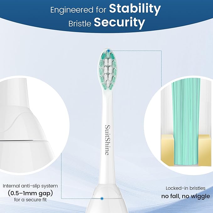 Replacement Toothbrush Heads Compatible with Philips Sonicare and More Click-on Handles 8 Pack White