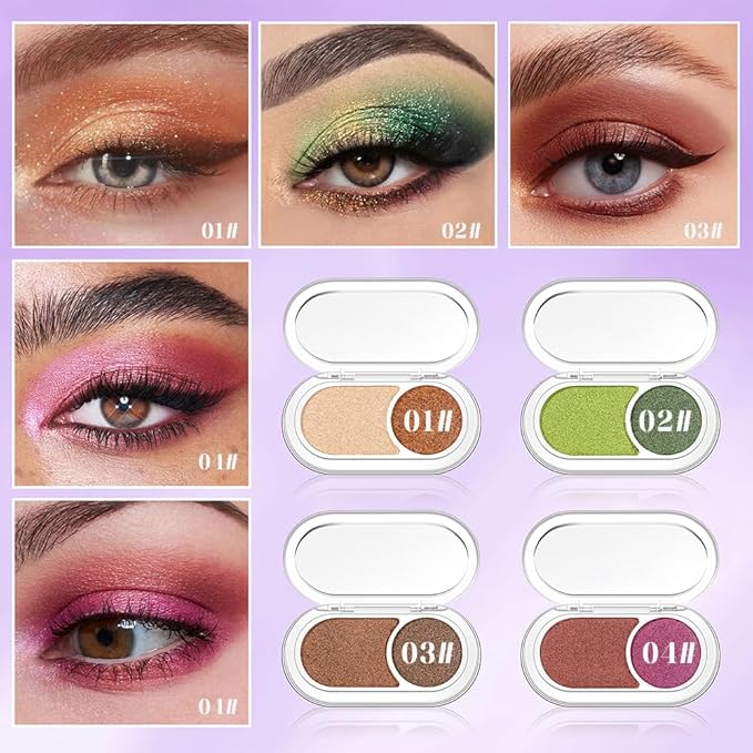 Shimmer Metallic Eyeshadow Palette – Copper Rose & Magenta Pink, High Pigment Long-Lasting Blendable Glitter Eye Shadow for Daily Makeup, Soft Glam, Date Looks & Romantic Pink Rose Eye Makeup