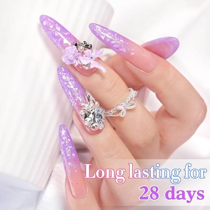 Double Rhythm 0.5Oz Glitter Gel Polish Same Color Same Bollte Shimmer Reflective Color for Nail Art Salon DIY Soak Off 15ml Nail Lamp Gel Polish at Home (Shell Purple-B1205)