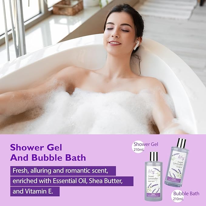 Valentines Day Gifts Spa Gift Set for Women - 22 Piece Lavender Luxury Bath & Body Basket with Bath Bomb | Spa Bath Gift Set for Birthday Gifts, Mothers Day Gift, Christmas Gift for Women