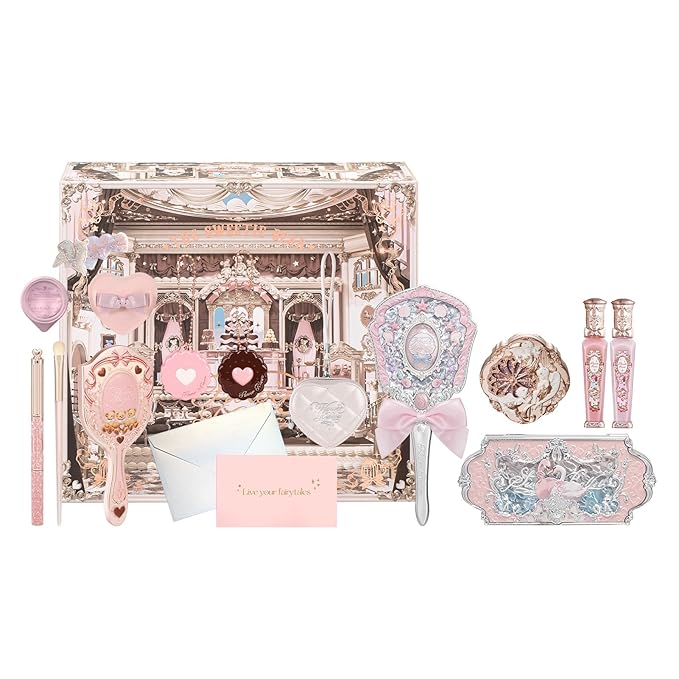 Flower Knows Feb-The Heartfelt Affair Kit,16 Pieces Makeup Gift Kit,Includes Make-up Palette,Lipgloss,Eyeshadow,Blush,Brow Pencil,Hand Mirror,Brush,Perfect Valentine,Make Up Gift for Women&Girls
