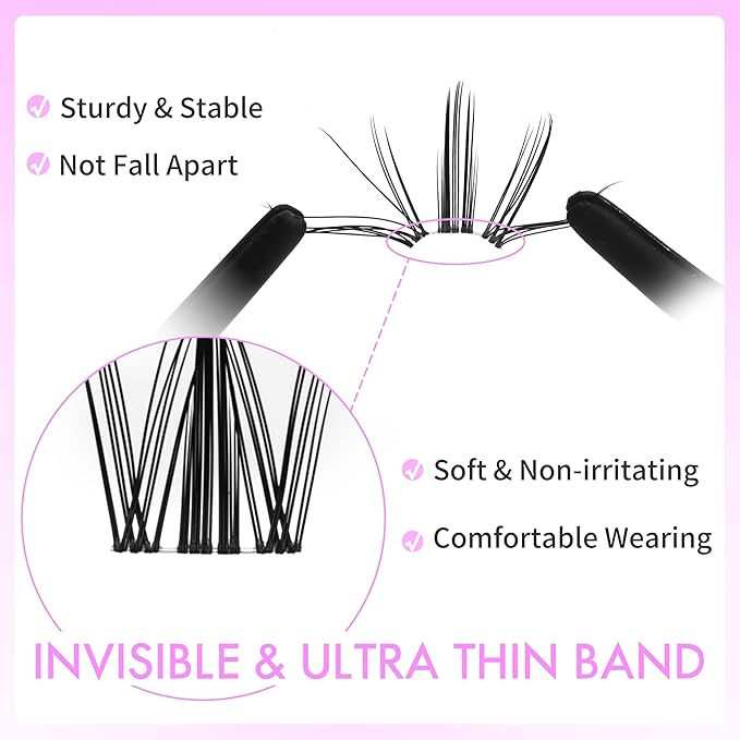 VEYESBEAUTY Manga Lash Clusters Eyelash Extensions Thin & Invisible Band DIY Individual False Eyelashes Newbie's Five-Second Series Wispy Lash Tray for Self-application, Lashes 8-18mm Mixed Length