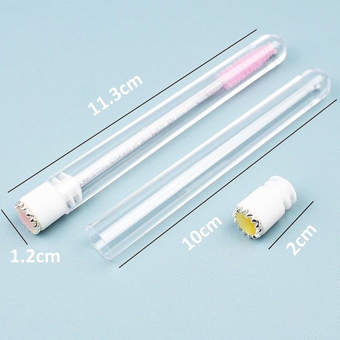 20pcs Mascara Wands Tube Reusable Lash Spoolies Pearl Silver Tube Eyelash Brush Tubes Spoolies Lash Extension Brushes Applicators Makeup Tools (CatE-Silver-MlX)