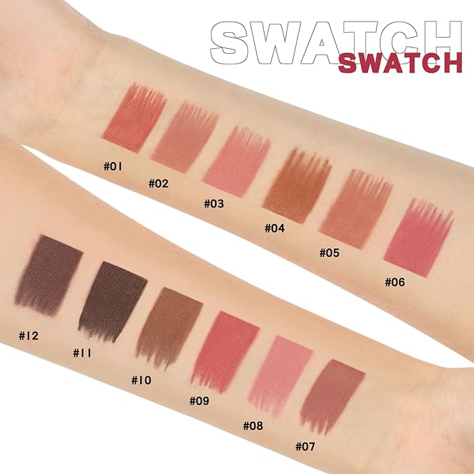 Lip Liner Set, 12Pcs Matte Lip Liners with Sharpener, Premium Smooth and High Pigmented Creamy Lip Makeup Pencil