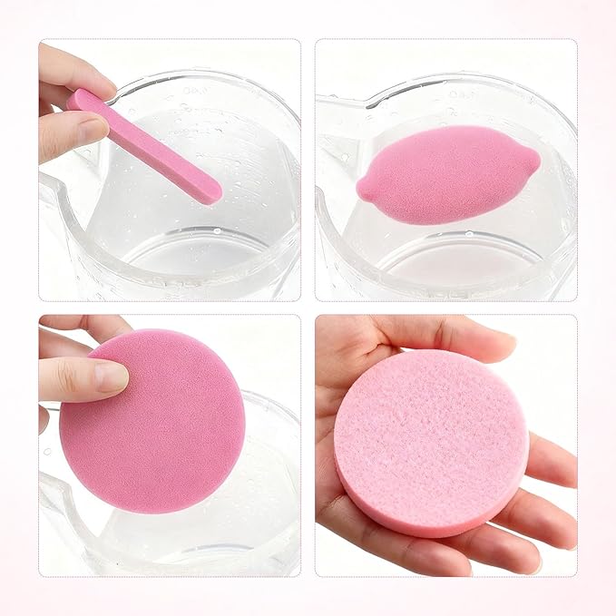 Akariyo 120 PCS-Compressed Facial Sponges,100% Natural Cellulose Face Sponge, Professional Cosmetic Spa Sponges for Daily Facial Cleansing,Exfoliating,Makeup Removal,Travel Skincare Essentials (Pink)