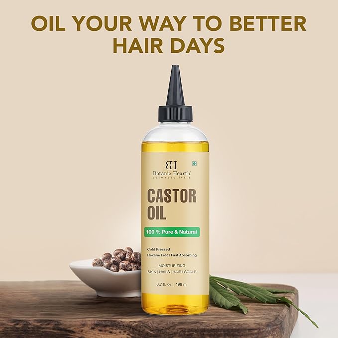 Botanic Hearth Hair Oil for Hair Growth & Home Hair Perm Kit | Strengthening Dry, Frizzy, Damaged Hair & Scalp Treatment | Castor Hair Oil – 6.7 Fl Oz