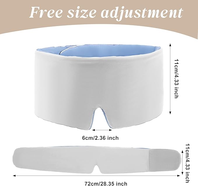 Sleep Mask,Eye Mask for Sleeping,Soft and Adjustable Extensions Sleep Mask with Earplugs,Blackout Eye Cover for Side Sleeper, Home, Travel, Office,Nap, Yoga (Gray)
