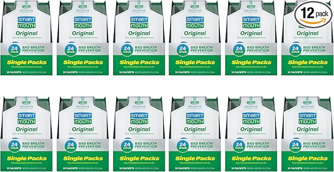 SmartMouth Original Activated Mouthwash Single Packs, Travel Mouthwash, Fresh Mint, 120 Pack
