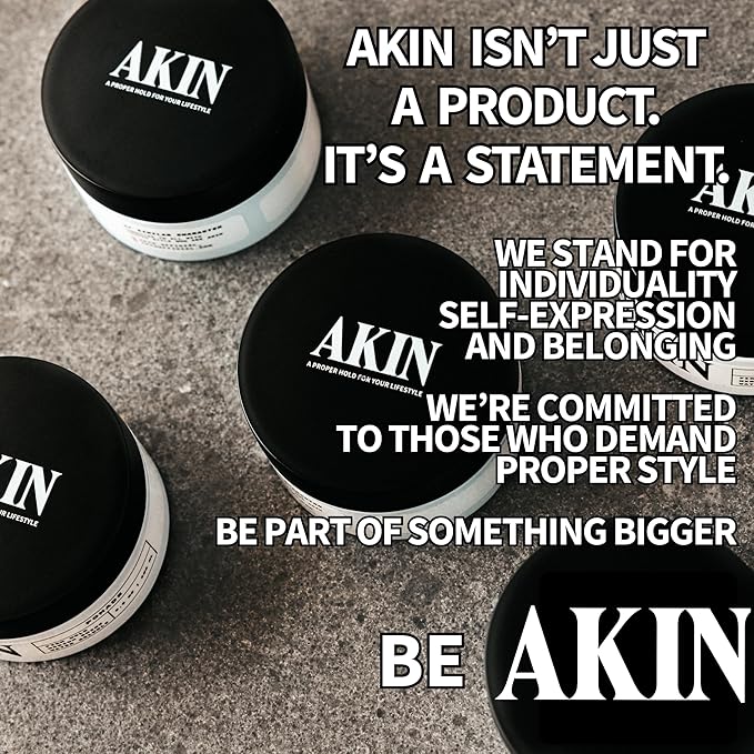 AKIN Official Pomade for Men and Women | Medium Shine Firm Hold | Water Based Flake Free | Easy to Wash Out | 3.3oz Travel Friendly