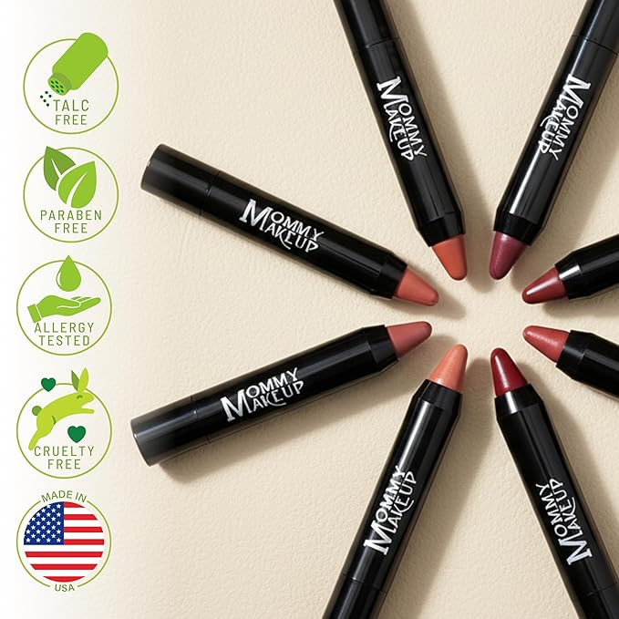 Mommy Makeup Triple Sticks Lipstick, Cream Blush & Treatment All-In-One with Shea & Cocoa Butter - Soft & Creamy Moisturizing Lip Crayon For Lips & Cheeks (Gigi)