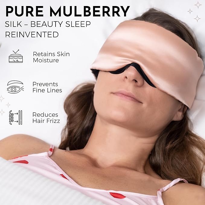 Mulberry Silk Eye Masks for Sleep (Rose Gold)