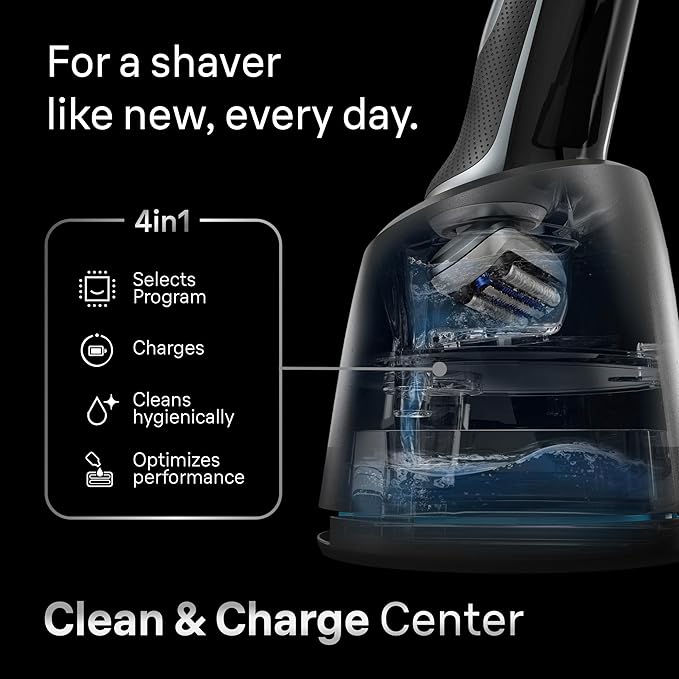 Braun Electric Razor for Men Series 7, Electric Shaver, Extra Head, Precision Trimmer, 4-in-1 Clean & Charge Center, Case, S7 7185cc