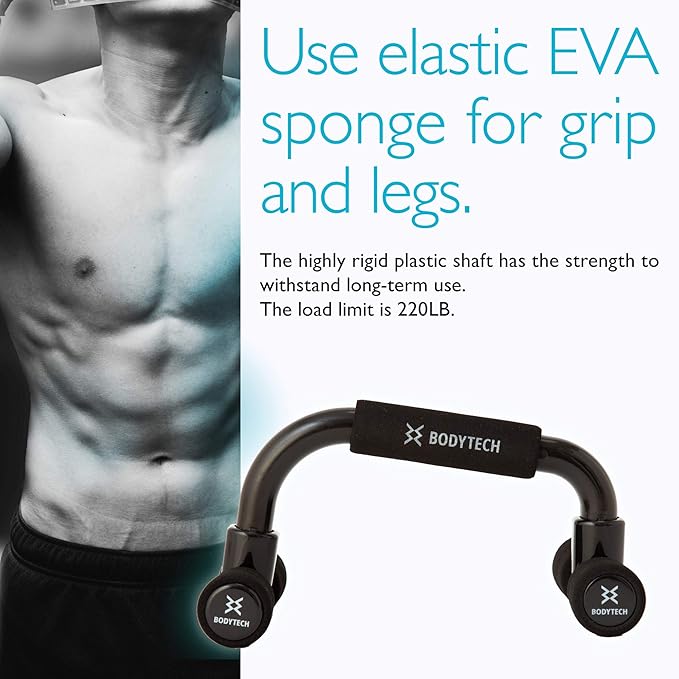 BODYTECH Push up Bars Strength Training with Foam 220 lbs.