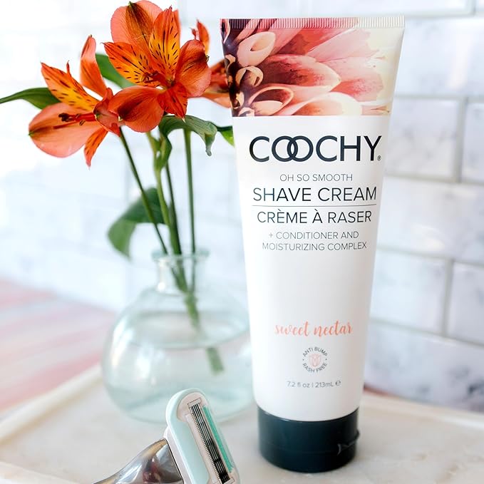 Coochy Shave Cream - Moisturizing Shave Lotion - Gentle Intimate Shaving Cream - For Bikini Area, Underarms, Legs & More - Rash-Free, Hydrating Formula - Sweet Nectar, 32 oz