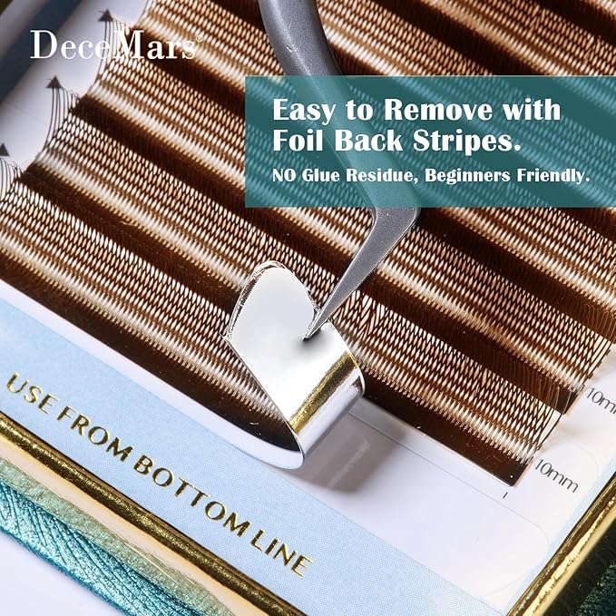 DeceMars 1400 Fans U Shaped YY Eyelash Extensions 2D Premade Natural Soft Handwoven Eye Lashes Y Shape Lash Extensions 12 Rows Volume Crisscross Eyelashes Brown Mesh Wispy Clusters (UU-0.07-C-15mm)