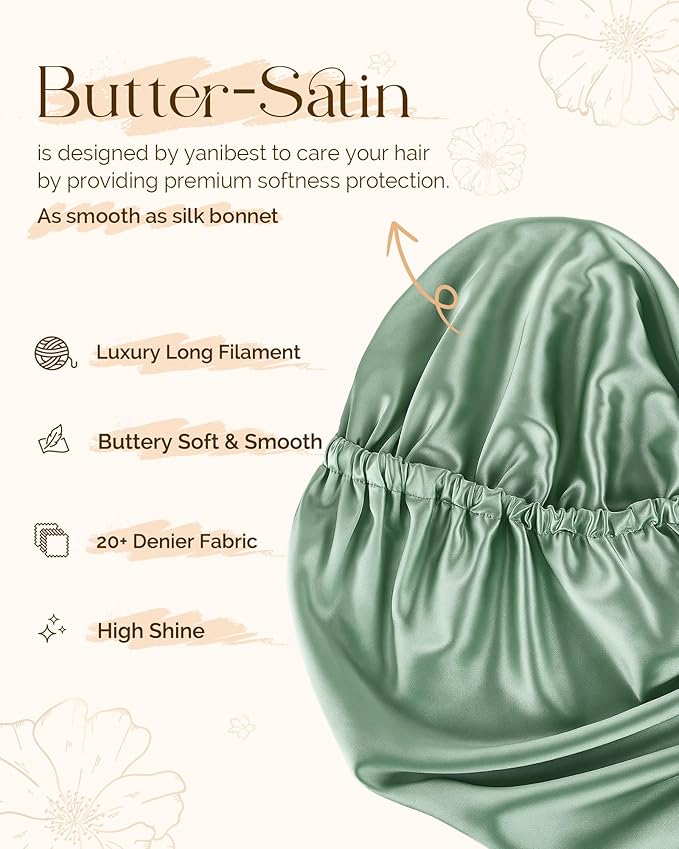 YANIBEST Long Bonnet Braid Bonnet for Sleeping Adjustable Satin Silk Bonnet for Braids Sleep Bonnet for Women Locs