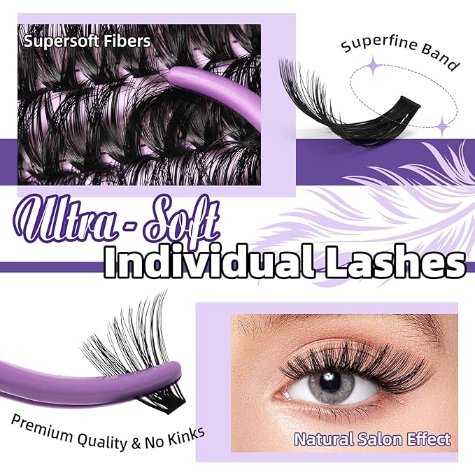 B&Qaugen Lash Extension Kit for Beginners 70D Eyelash Extension Kit DIY Lash Extension Kit Ultra - Soft Volume Lash Cluster Kit 10-18mm D Curl Lash Kit Individual Lashes Kit(kit-70D-10-18MM)