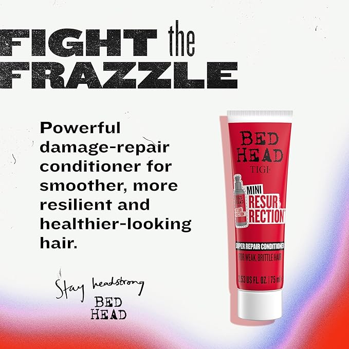 Bed Head by TIGI Resurrection Super Repair Conditioner Travel Mini – Repairing conditioner for dry, brittle and damaged hair with added moisture and nourishment, 2.53 fl oz (Pack of 2)