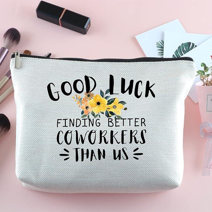 Farewell Gifts for Coworkers Zipper Makeup Bag Travel Cosmetic Bag Coworker Leaving Goodbye Farewell Going Away Inspirational Gifts for Women Coworker