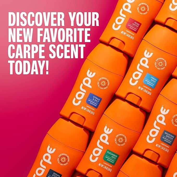 Carpe Underarm Antiperspirant for Women - 72 Hour Sweat & Odor Control - Women's Sweat Control Antiperspirant Deodorant - Extra Strength - Rose Water - 3 Pack