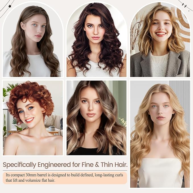 1.2in Long Hair Curling Barrel Attachment Compatible with Shark FlexStyle, Self-Curling Accessories for Shark Flex Style HD400 Series with Both Curl Directions for Defined Curls
