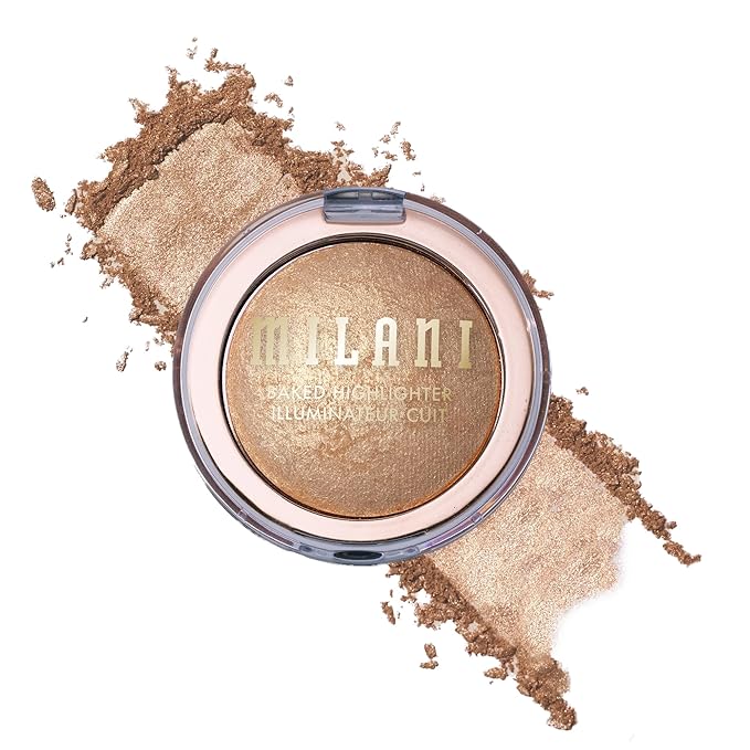 Milani Baked Highlighter - Long-Lasting Powder for Natural Radiant Glow- Buildable & Blendable Face Makeup with Lit-From-Within Finish- Vegan, Cruelty-Free & Talc-Free, Made in Italy, Bronze Splendore