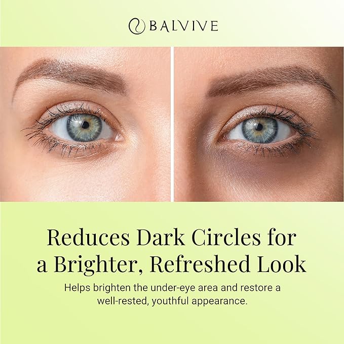 BALVIVE Caffeine Under Eye Cream for Dark Circles, Puffiness, Wrinkles, Bags Under Eye & Fine Lines with Retinol & Multi-Peptides - Brightening, Hydrating & Revitalizing for Women & Men, 30ml