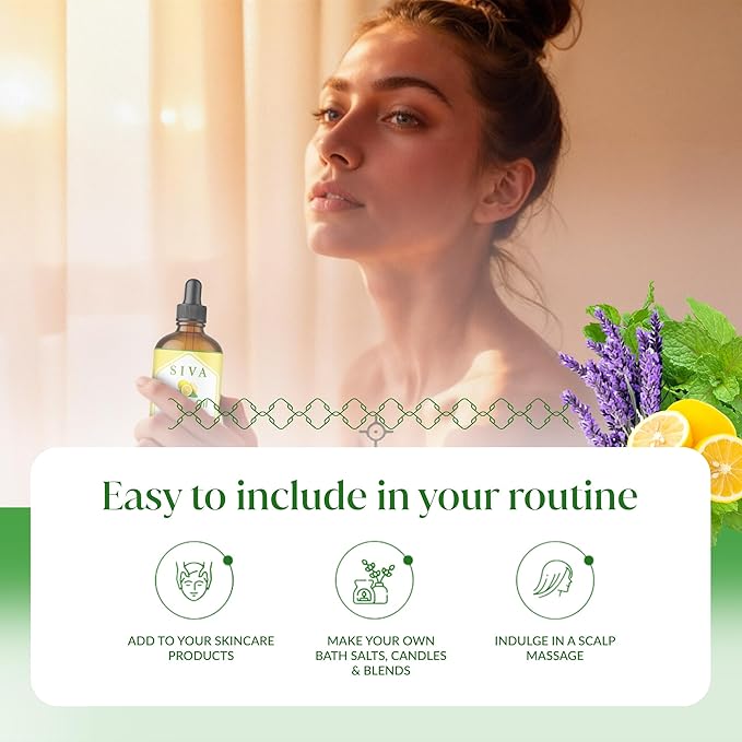 Siva Lemon, Peppermint and Lavender Essential Oil 4oz Bundle Super Saver Combo – Premium Grade Value Set for Aromatherapy, Skincare and Haircare