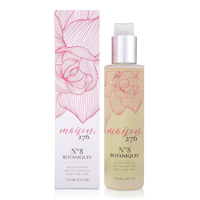 Maison 276 No. 8 Botaniques Multi-Purpose Moroccan Oil Moisturizer for Face, Body & Hair, After Bath & Shower Body Oil For Women & Men, Paraben-Free, Sulfate-Free, 4 Fl Oz