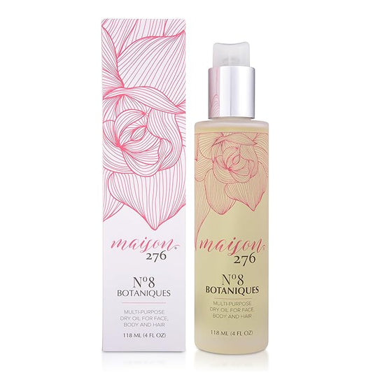 Maison 276 No. 8 Botaniques Multi-Purpose Moroccan Oil Moisturizer for Face, Body & Hair, After Bath & Shower Body Oil For Women & Men, Paraben-Free, Sulfate-Free, 4 Fl Oz