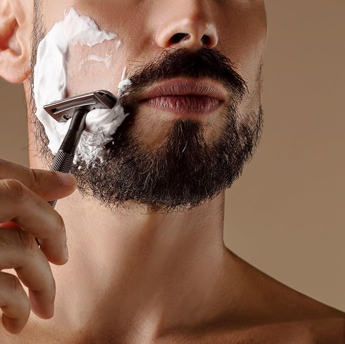Double Edge Safety Razor, Chrome, 3-Piece Construction, Men's, Closed Comb Design, Single Blade, Weighted Precision Head