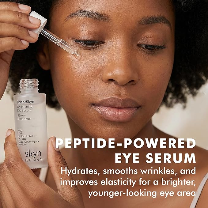 Skyn ICELAND Brightening Eye Serum, Peptides And Hyaluronic Acid Treatment, Helps Smooth Wrinkles, Improve Elasticity And Brightness. Lightweight Hydrating Formula For Under Eye Area, 0.4 Fl Oz