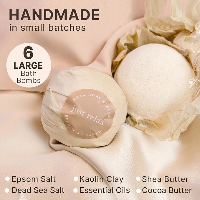 Bath Bombs Gift Set, USA Made with Organic & Natural Ingredients, Valentines Day Gifts for Her & Him, Relaxing Spa Gifts for Women & Men