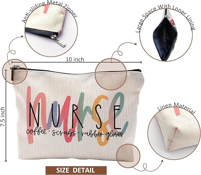 QGFM Nurse Makeup Bags - Cosmetic Bags With Zipper for Women & Nursing Students