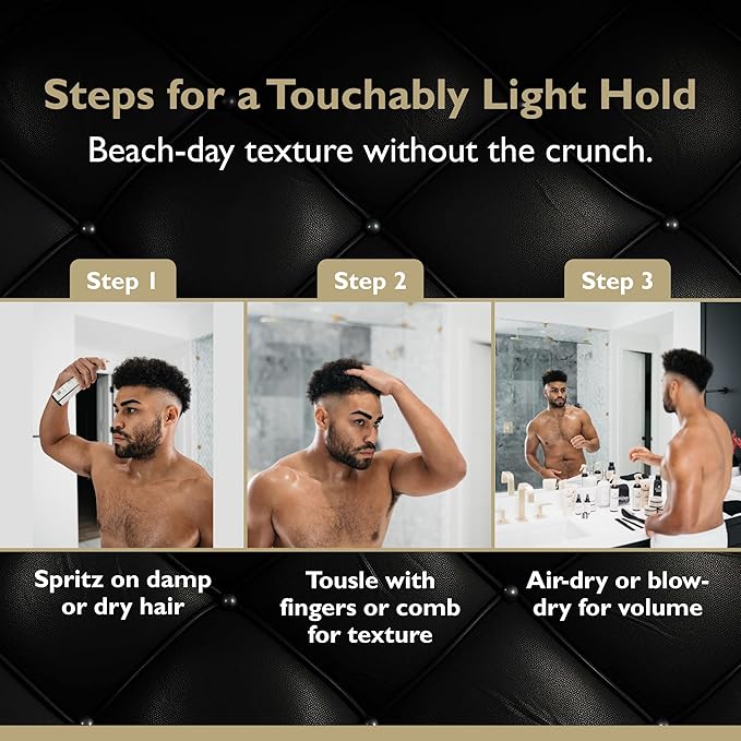 DandyMen Sea Salt Spray for Men – Lightweight Texture, Volume, and Flexible Hold Hair Texture Spray with Epsom Salt & Pro-Vitamin B5 (8.45 oz, Obsidian Cardamom)