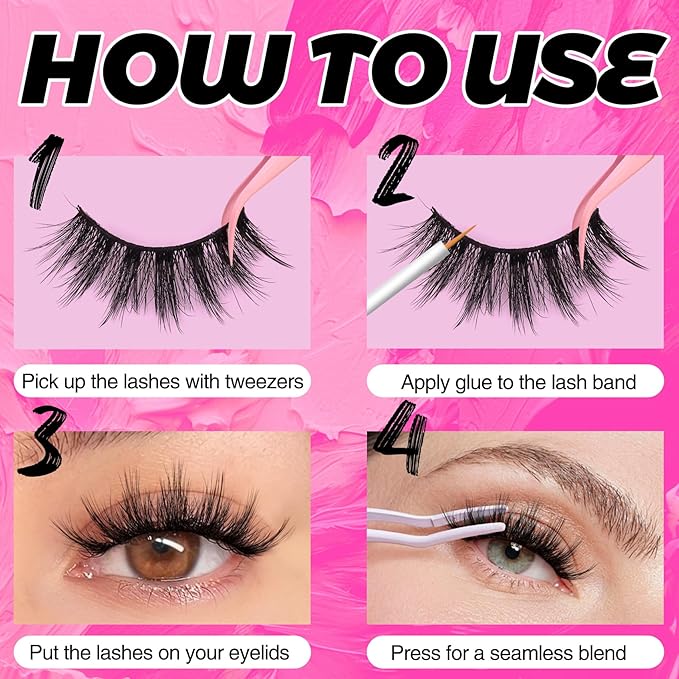 Veleasha Lashes Fluffy Eyelashes Wispy Fake Lashes Volume Eye Lashes 18mm Long Lashes C Curl Fake Eyelashes Soft False Lashes Lightweight False Eyelashes Dramatic Lash Strips 10 Pairs Pack (Firework)