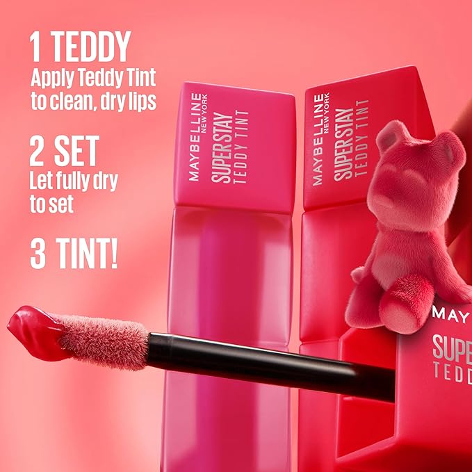 MAYBELLINE Super Stay Teddy Lip Tint, Long Lasting Matte Lipstick For Up To 12HR Wear, July Forever, 1 Count