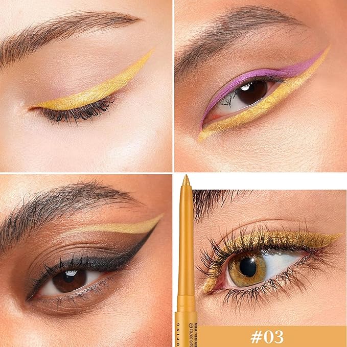 Quick-Drying Smooth-Glide Cream Eyeliner Set, 12 Versatile Shades Available, Waterproof Smudge-Proof Long-Lasting, Beginner-Approved, Safe for Sensitive Eyes & All Skin Types #03