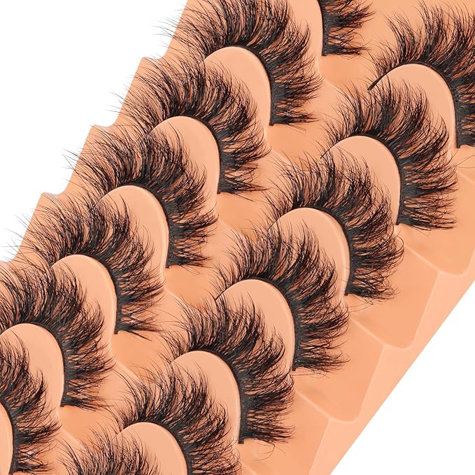 Veleasha Wispy Lashes 3D Effect Multi Level Eyelashes Fluffy Volume False Eyelashes 11-18MM Soft Cat Eye Lashes 10 Pairs Pack (6D34)