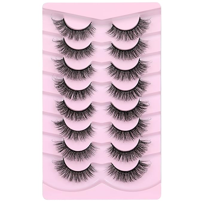 JIMIRE Faux Mink Lashes Wispy Fairy Strip Lashes Full Fluffy False Eyelashes Cat Eye Pestañas 5D Multilayer Spiky Butterfly 15MM Volume Fake Lashes 8 Pairs Pack