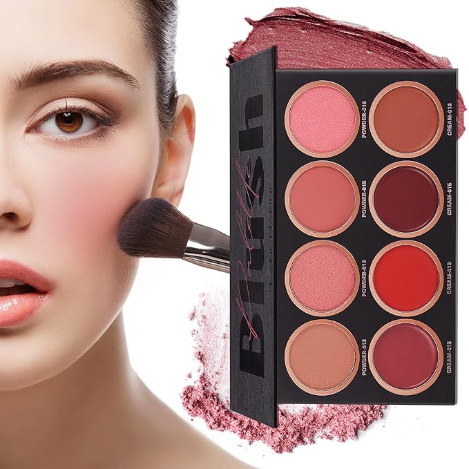 8 Colors Blush Palette,Vegan, Cruelty Free & Hypoallergenic,Women
