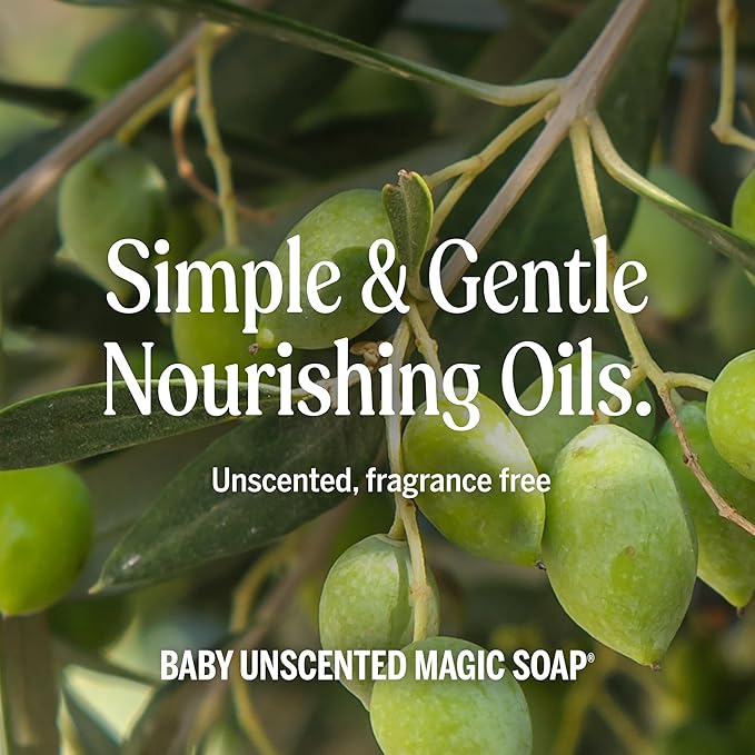Dr. Bronner's Magic Soap-Pure-Castile Liquid Soap (Baby Unscented, 32 ounce, 2-Pack)-Regenerative Organic Certified Oils, 18-in-1 Uses: Body, Laundry & Dishes, For Sensitive Skin, No Fragrance