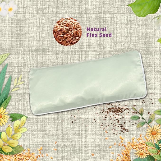 SereLune Flexseed Eye Pillow, Hot or Cold Weighted Satin Eye Mask, Microwaveable Moist Heat Eye Compress, Unscented washable, perfect for Sleeping, Yoga, Migraine Relief, Pack of 2(Flexseed,Unscented)
