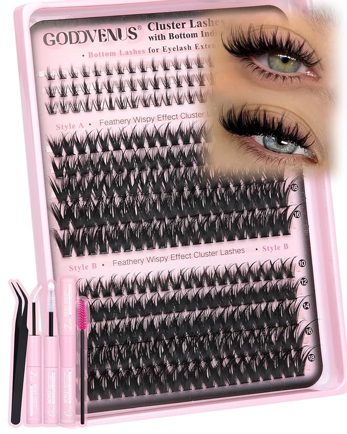 Wispy Eye Lash Clusters Kit Natural Cluster Eyelash Extensions Kit False Eyelash Clusters Fluffy DIY Individual Lash Extensions Kit C Curl