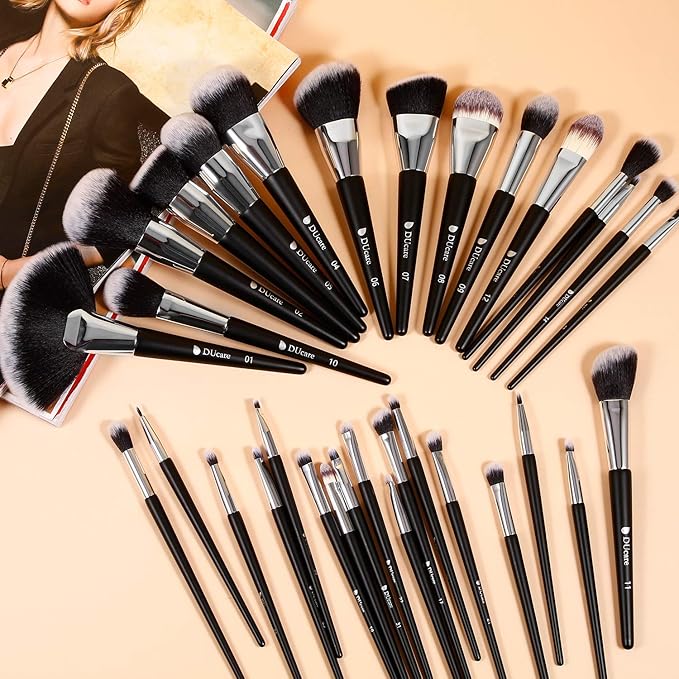 DUcare Makeup Brush Set Professional 32Pcs Make up Brushes Premium Synthetic Kabuki Foundation Blending Face Powder Blush Concealers Eye Shadows