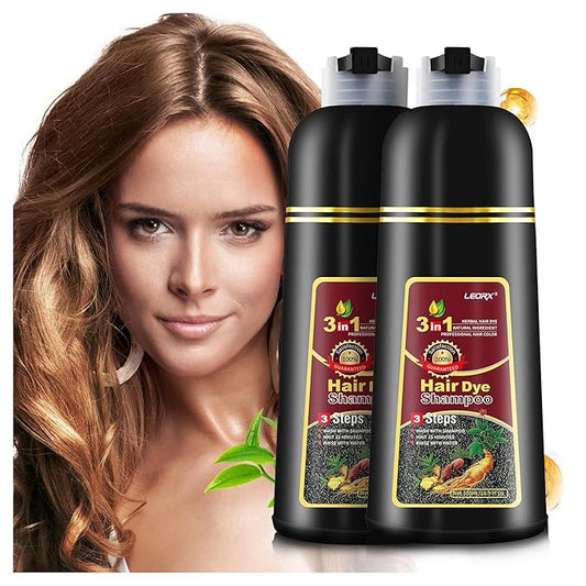 2 Pack Hair Dye shampoo, Leorx 3 In 1 Brown Color Shampoo Hair Dye For Refresh Hair Instant Herbal Coloring Shampoo For Women&Men - Tintes Para El Cabello Profesional