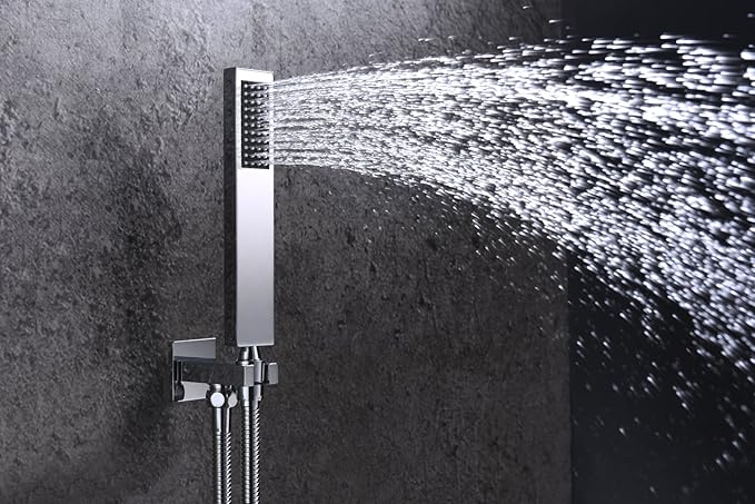 SUMERAIN Shower System Polished Chrome Shower Faucet Set with Shower Valve, 8 Inch Bathroom Luxury Rain Mixer Shower Combo Set Wall Mounted Rainfall Shower Head and Handheld